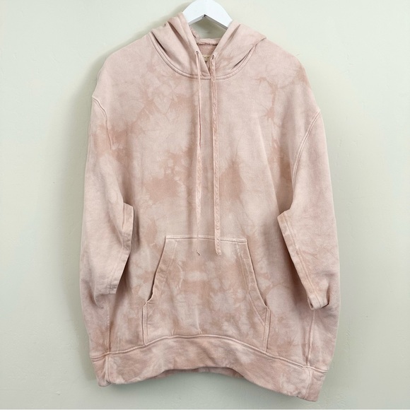 Raquel Allegra Tops - Raquel Allegra Pink Tie Dye Hooded Oversized Poncho Sweatshirt